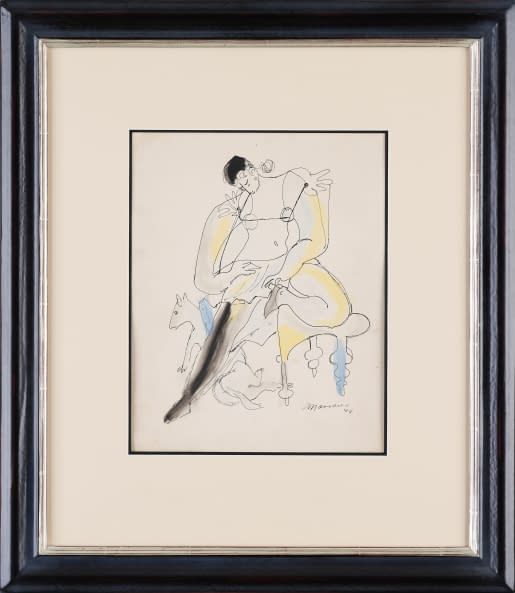 Image 1 of the artwork "Sitzender weiblicher Halbakt mit Hund" by José Mariano Manuel Rodríguez Álvarez on art24