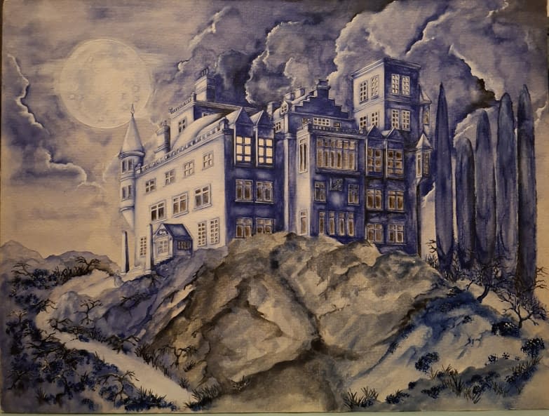 Foto 1 des Kunstwerks "Die blaue Villa" von Charlotte Madeleine Jakob auf art24