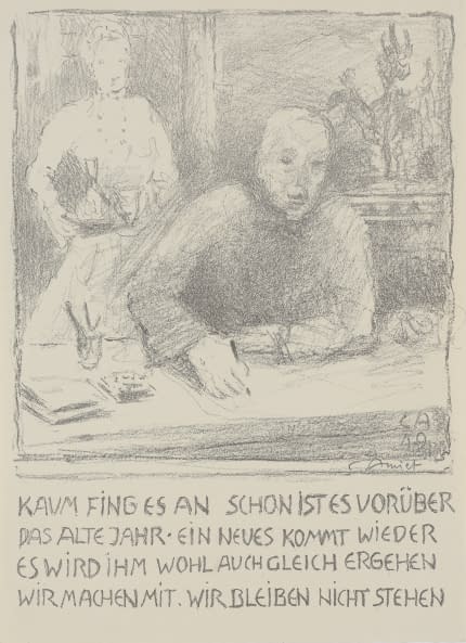 Foto 1 des Kunstwerks "Selbstbildnis am Zeichentisch mit Frau" von Cuno Amiet auf art24