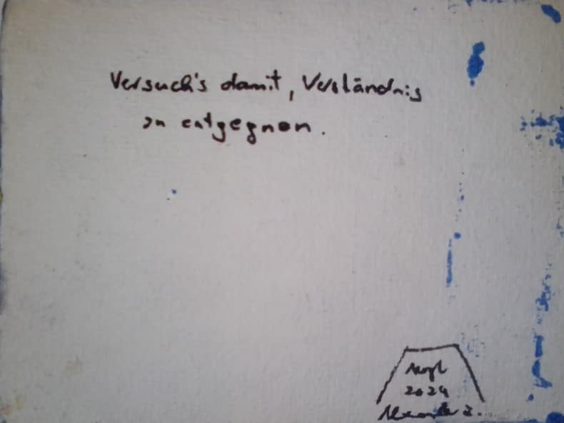 Image 1 of the artwork "Grusskarte "Verständnis entgegnen"" by Alexander E. on art24