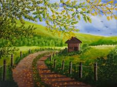"Hügellandschaft im Herbst" by Lisa Tahar on art24