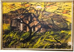 "Haus in der Landschaft hinter einem Baum" by Hans Binz on art24