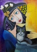 "Dame mit Katze" von Lydia auf art24