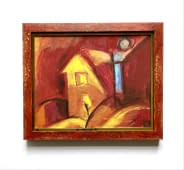 "Piros ház holdfényben/ Rotes Haus im Mondlicht" de Katalin Szabadi sur art24