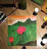 "Red flowers at sunset" by Artem Zaretskov on art24