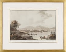 "Vue d'Yverdon. prise depuis Clindi" von Johann Ludwig Aberli auf art24