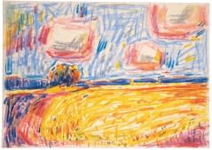 "Landschaft mit Weizenfeld und Wolken" by Josef Kilián on art24