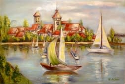 "Arboner Hafen in 1960 Jahren" von Galina auf art24