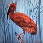 "Scarlet Ibis in a mystic Forest" von Daria Startseva auf art24
