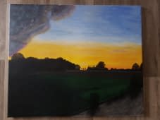 "Sonnenuntergang an Feldern in Wesel" de Christoph Steur sur art24