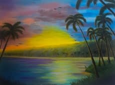 "Sonnenuntergang unter Palmen" by Lisa Tahar on art24