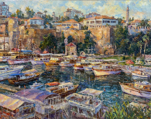 "Port of Antalya. In the evening" by Anton Kolokolov on art24