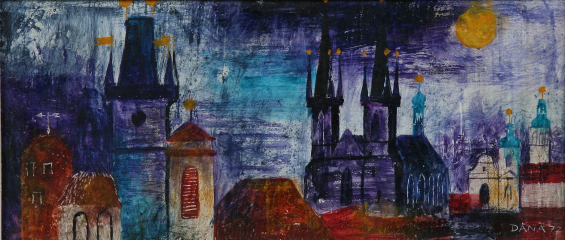 Bild 1 des Kunstwerks "Radniči a Týnské věče (dt. Rathaus und Teyntürme)" von Dana Hlobilová auf art24