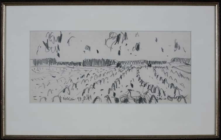 Foto 1 des Kunstwerks "Landschaftszeichenskizze Getreide-Ernte in Myslkovice" von Josef Kilián auf art24