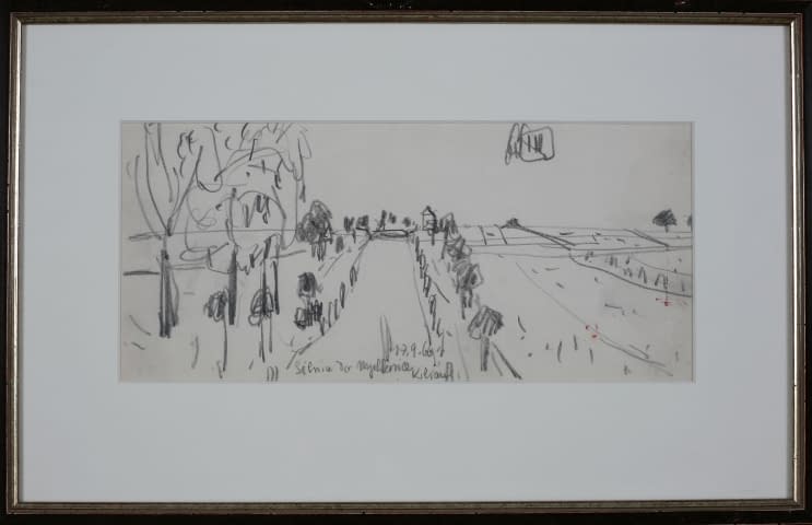 Foto 1 des Kunstwerks "Landschaftszeichenskizze Silnice do Myslkovice (dt. Strasse nach Myslkovice)" von Josef Kilián auf art24
