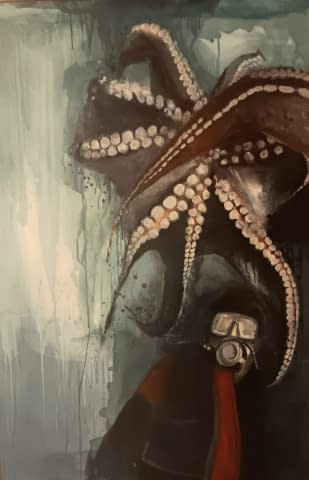 Image 1 of the artwork "Diver beyond octopus" by Tanja Rösner on art24