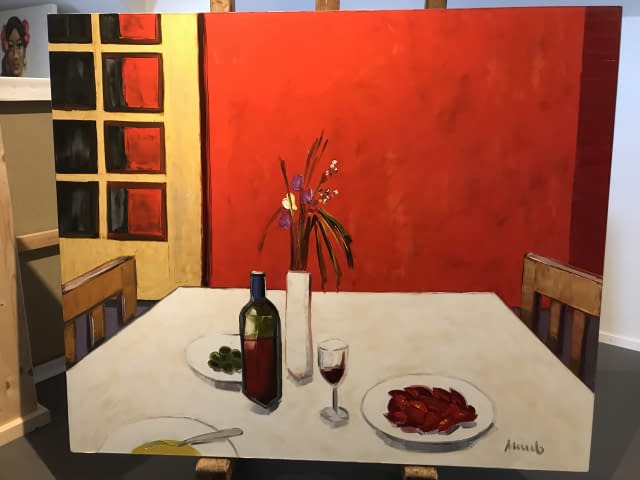 Image 1 of the artwork "Stillleben mit roter Wand" by Margot Ressel on art24