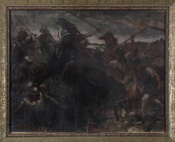 Bild 1 des Kunstwerks "Bitva u Sudoměře, husité (dt. Schlacht bei Sudoměř, Hussitenkriege)" von František Sembdner auf art24