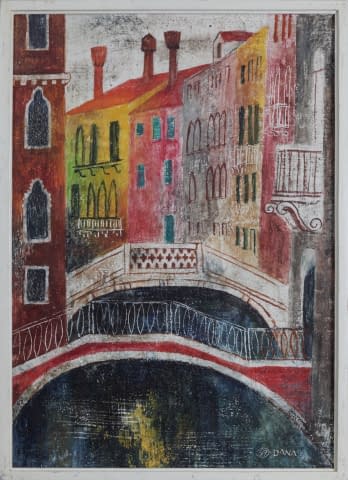 Bild 1 des Kunstwerks "Můstky na kanále (dt. Brücken am Kanal, vermutl. Venedig)" von Dana Hlobilová auf art24