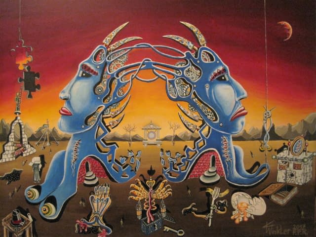 Foto 1 des Kunstwerks ""Der neuzeitlich philosophische Dialog über die Geister die wir riefen"" von K.Winkler's "Punk Paint Kitchen" auf art24