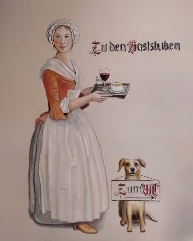 Bild 4 des Kunstwerks "Wandmalereien, Restaurant "Zum Hopfenbrunnen", Arnstadt" von Knut Helms auf art24