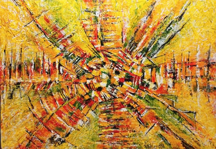 Foto 1 des Kunstwerks ""The scratched Yello"" von K.Winkler's "Punk Paint Kitchen" auf art24