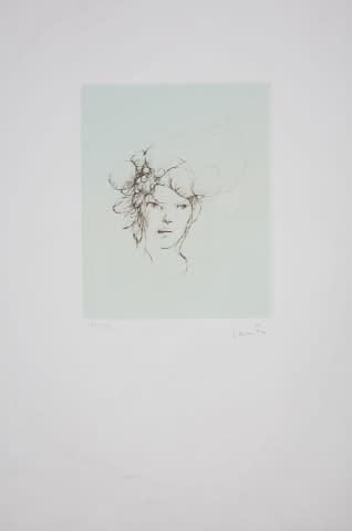 Image 1 of the artwork "Androgyner Kopf mit Blättern und Früchten 86/275" by Leonor Fini on art24