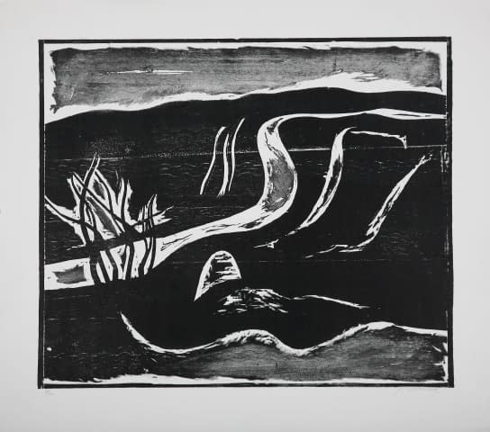 Foto 1 des Kunstwerks "Hügelige Landschaft mit Strasse über Brücke (7/10)" von Jaroslav Chudomel auf art24