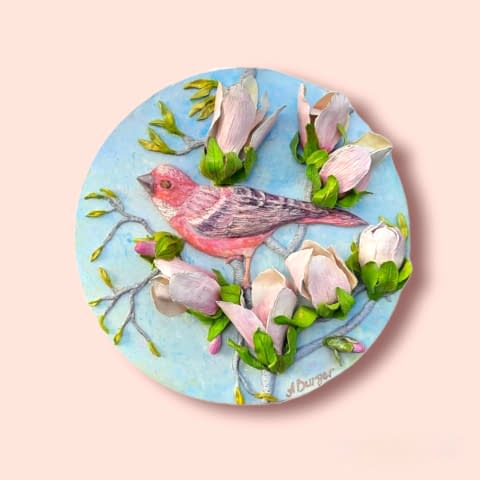 Image 1 of the artwork "Rosefinch and Magnolia" by Anna Burger on art24