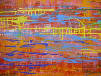 "Landschaft abstrakt - rot" von Ebba Sakel auf art24