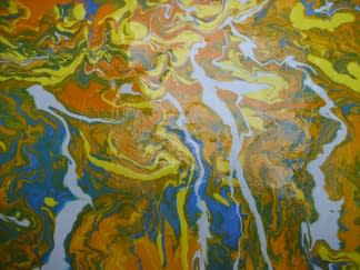 "Landschaft abstrakt - gelb" von Ebba Sakel auf art24