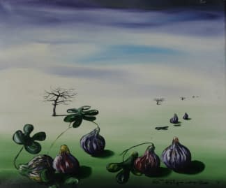 "Feigen in Landschaft mit kahlen Bäumen" by Maximilian Hilpert on art24