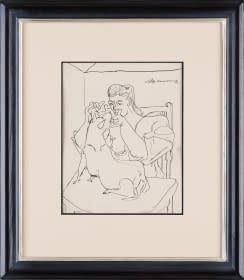"Weiblicher Halbakt mit Hund" by José Mariano Manuel Rodríguez Álvarez on art24