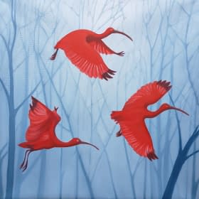"Red Ibisses Flying" by Daria Startseva on art24