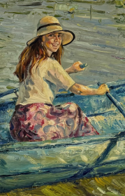"Lady on a boat" by Anton Kolokolov on art24