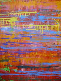 "Landschaft abstrakt - rot" von Ebba Sakel auf art24