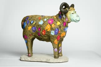 "Der freundlich bunte Widder" by Margot Ressel on art24