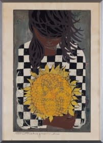"Mädchen mit Sonnenblume" von Tadashi Nakayama auf art24
