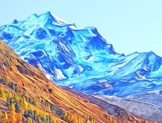 "Engadin: Val Roseg mit Piz Roseg und Piz Glüschaint" by Joe Amberg on art24