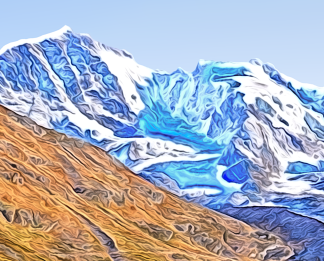 "Engadin, Val Roseg: Piz Bernina und Piz Roseg" by Joe Amberg on art24