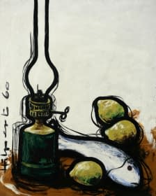 "Stillleben mit Fisch, Zitronen und Öllampe" by Maximilian Hilpert on art24