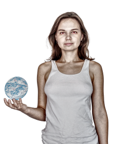 "Youth holding End of World (Unikat)" von FLART Kunst auf art24