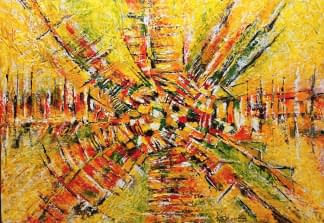 ""The scratched Yello"" de K.Winkler's "Punk Paint Kitchen" sur art24