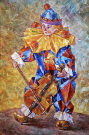 "Clown with a Cello" by Anton Kolokolov on art24
