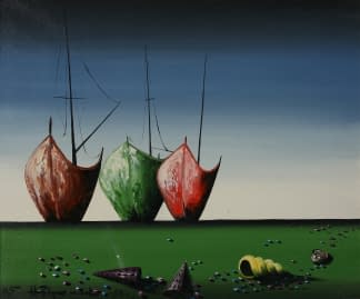 "Boote, Muscheln auf der Erde" by Maximilian Hilpert on art24