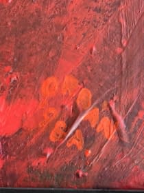 "Szarvas vörös térben/Der Hirsch in der roten Dimension" von Attila Orbán auf art24