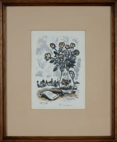 "Stillleben mit Blumenstrauss und Dorf (48/50)" by František Emler on art24