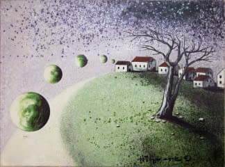 "Häuser und Baum" de Maximilian Hilpert sur art24