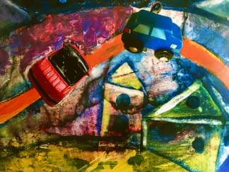 "Das kleine rote Auto entdeckt die Welt." von Christa Baisch auf art24