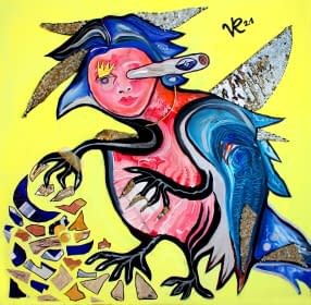 ""Selbstportrait als Elster" (2021)" von Verena Kandler auf art24